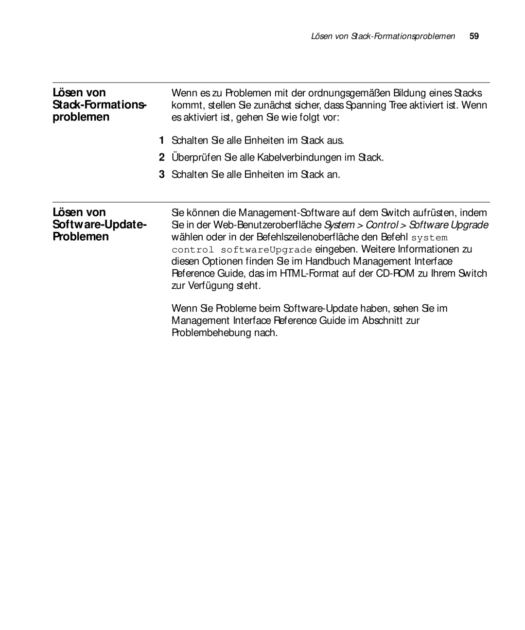 3Com 3C17300, 3C17304, 3C17302 manual Lösen von, Stack-Formations, Problemen, Software-Update 