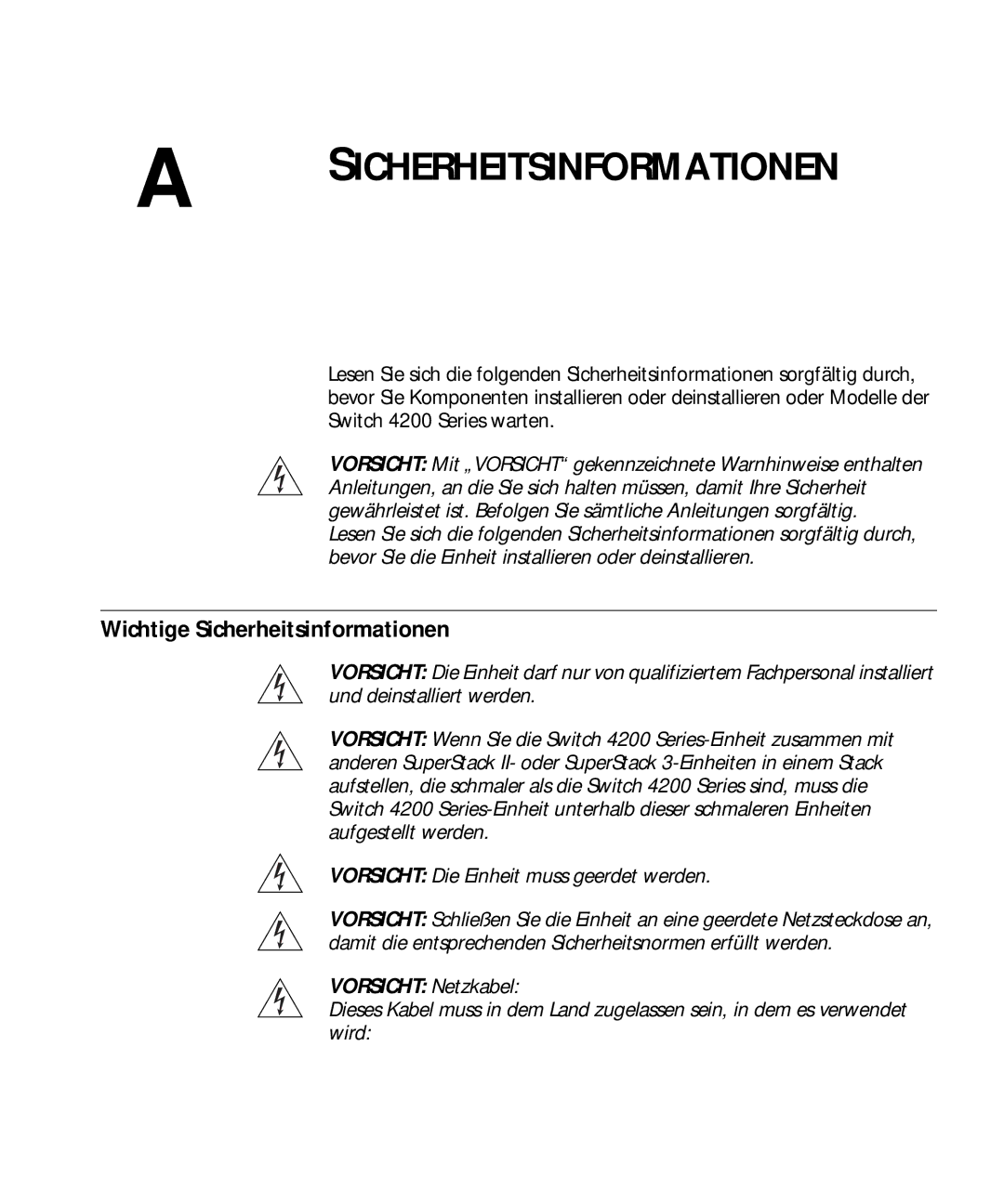 3Com 3C17304, 3C17302, 3C17300 manual Wichtige Sicherheitsinformationen 