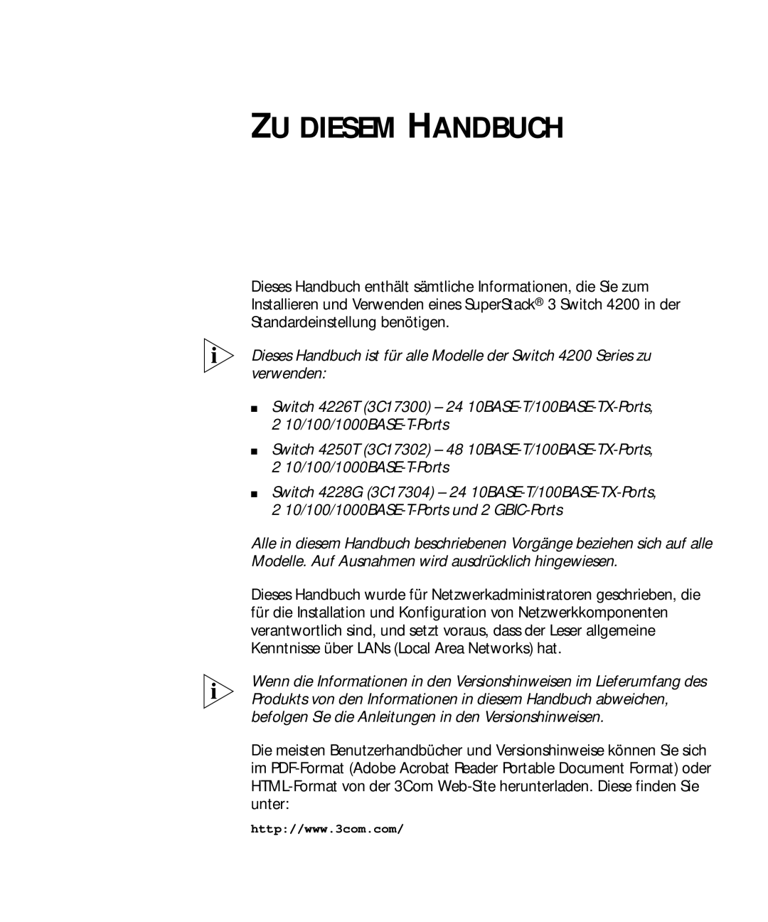 3Com 3C17302, 3C17304, 3C17300 manual ZU Diesem Handbuch 