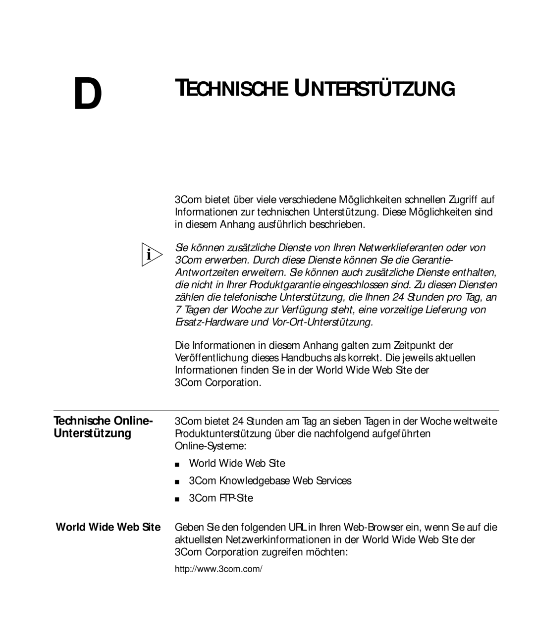 3Com 3C17300, 3C17304, 3C17302 manual Technische Unterstützung 