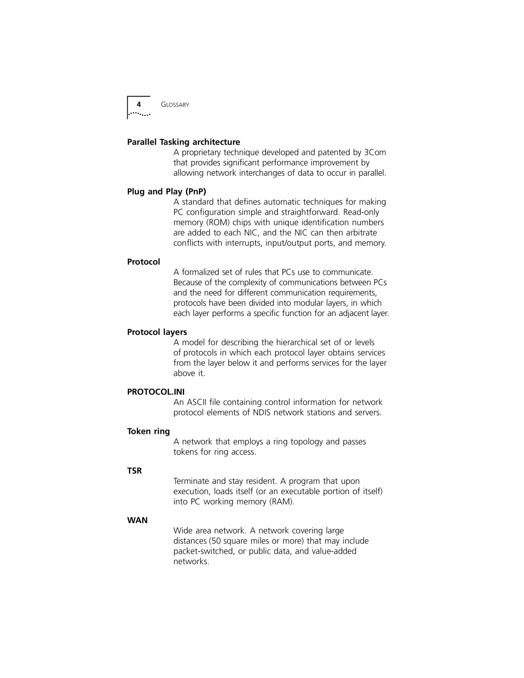 3Com 3C319 manual Parallel Tasking architecture, Plug and Play PnP, Protocol layers, Token ring 