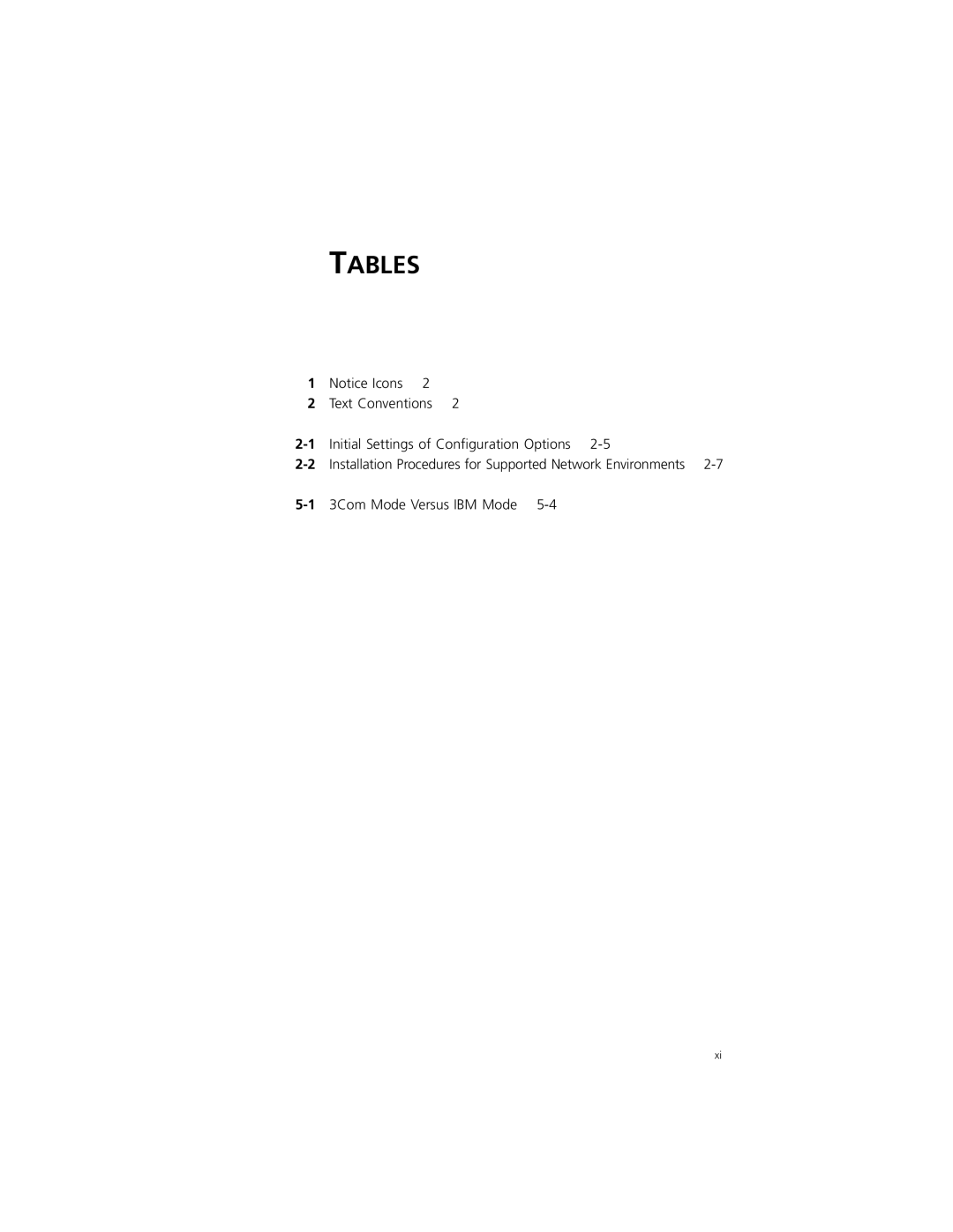 3Com 3C319 manual Tables 