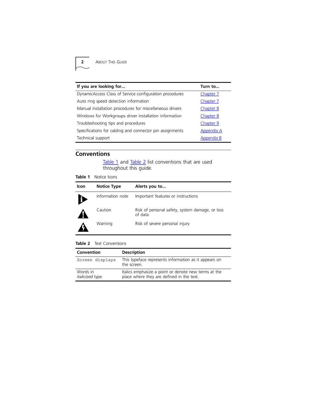 3Com 3C319 manual Conventions, Icon Alerts you to, Convention Description 