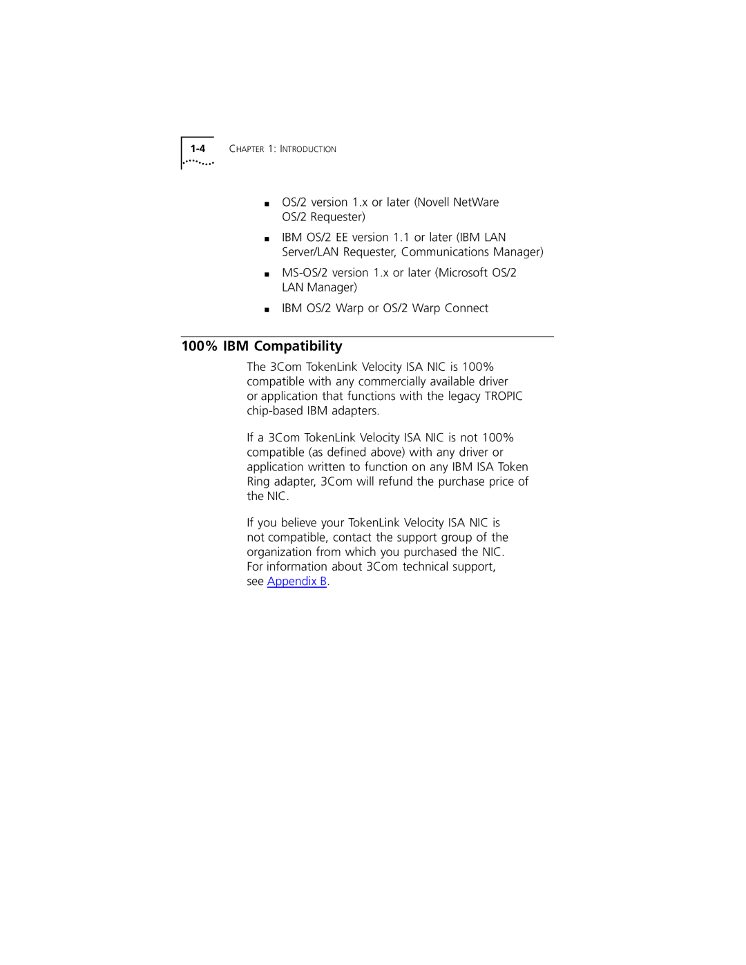 3Com 3C319 manual 100% IBM Compatibility 