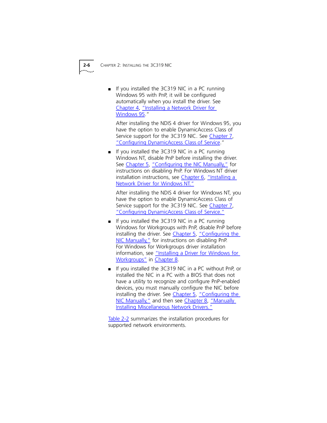 3Com manual 6CHAPTER 2 Installing the 3C319 NIC 