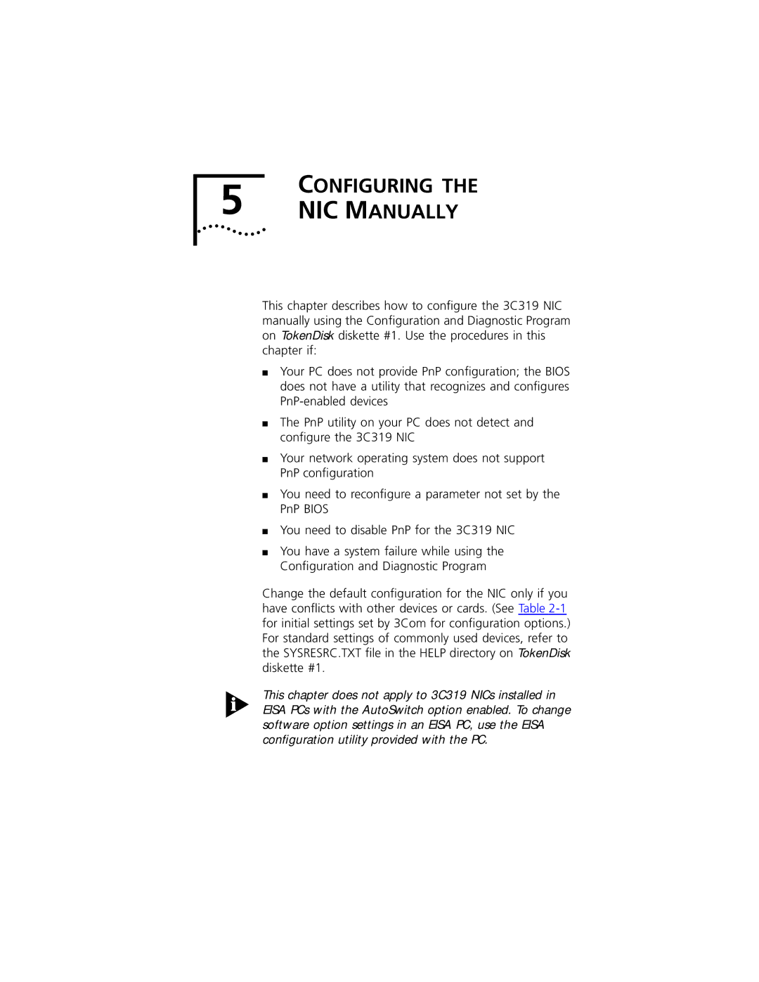 3Com 3C319 manual NIC Manually 