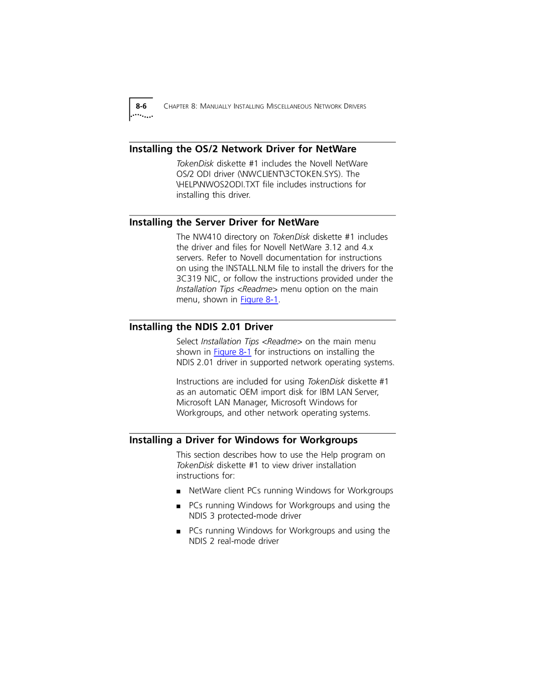 3Com 3C319 manual Installing the OS/2 Network Driver for NetWare, Installing the Server Driver for NetWare 