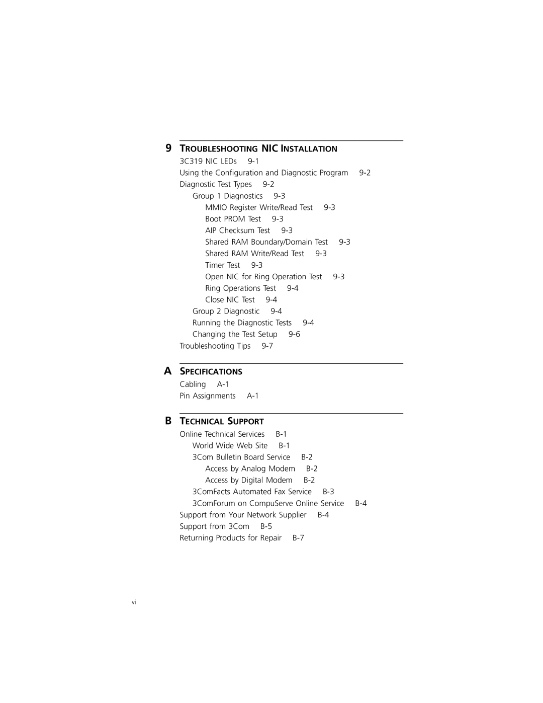 3Com 3C319 manual Specifications 