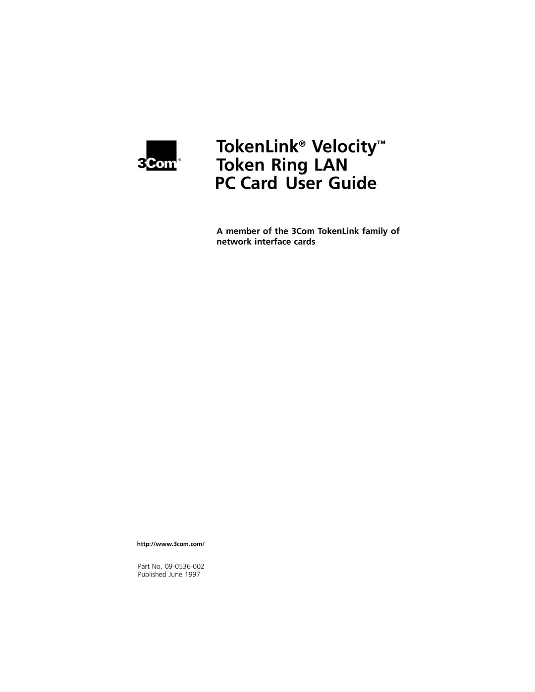 3Com 3C389 manual TokenLink Velocity Token Ring LAN PC Card User Guide 