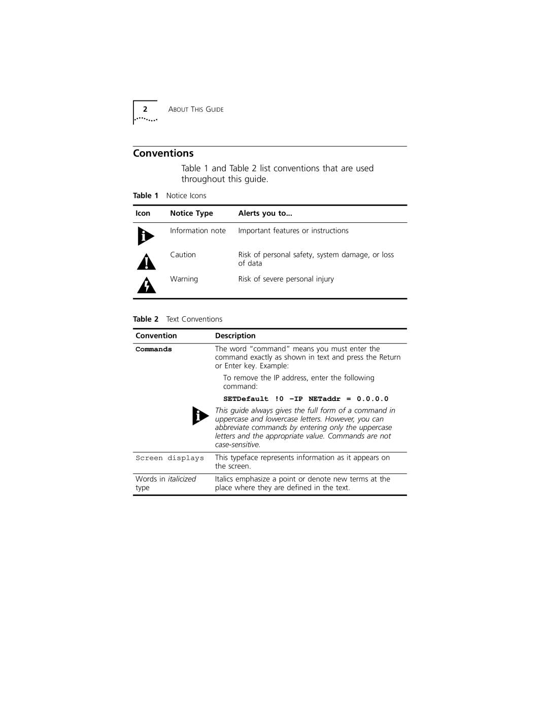 3Com 3C389 manual Conventions, Icon Alerts you to, Convention Description 