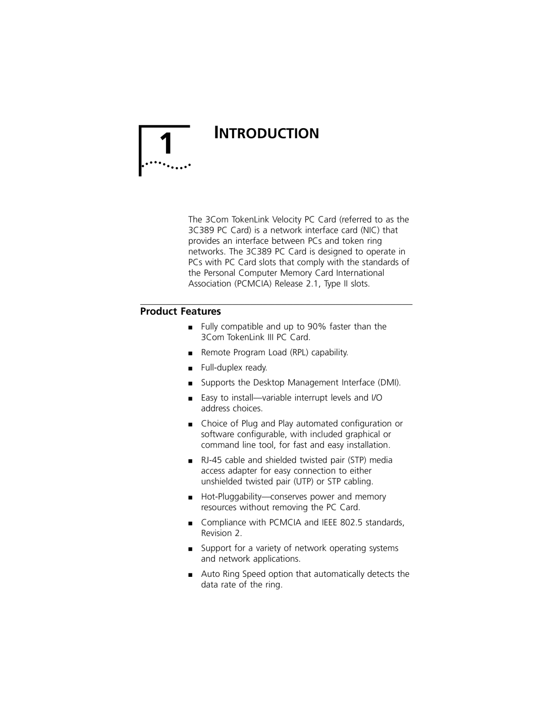 3Com 3C389 manual Introduction, Product Features 