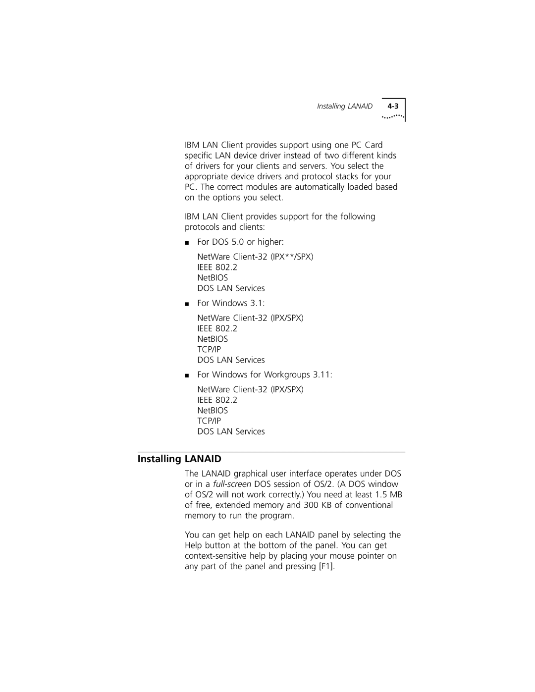 3Com 3C389 manual Installing Lanaid 