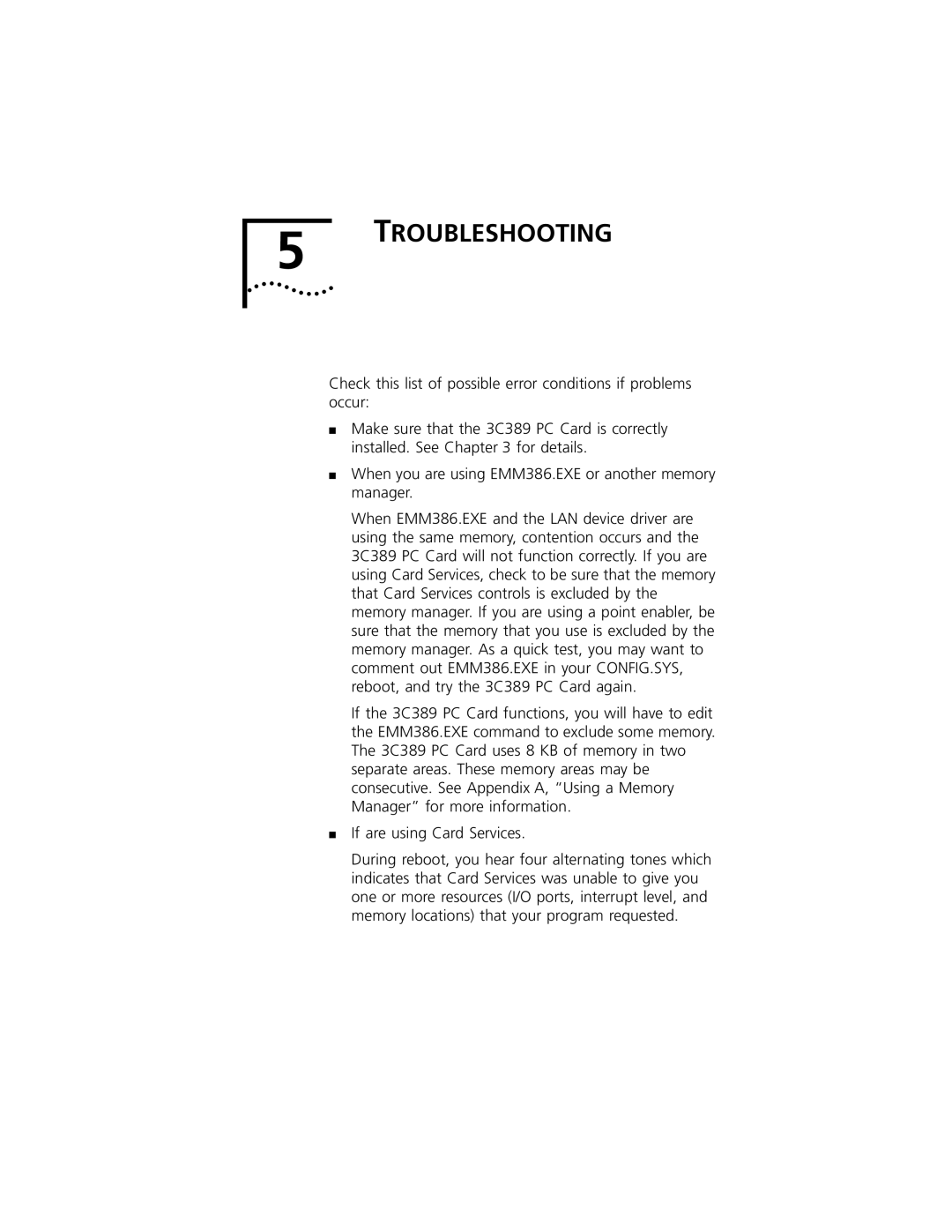 3Com 3C389 manual Troubleshooting 