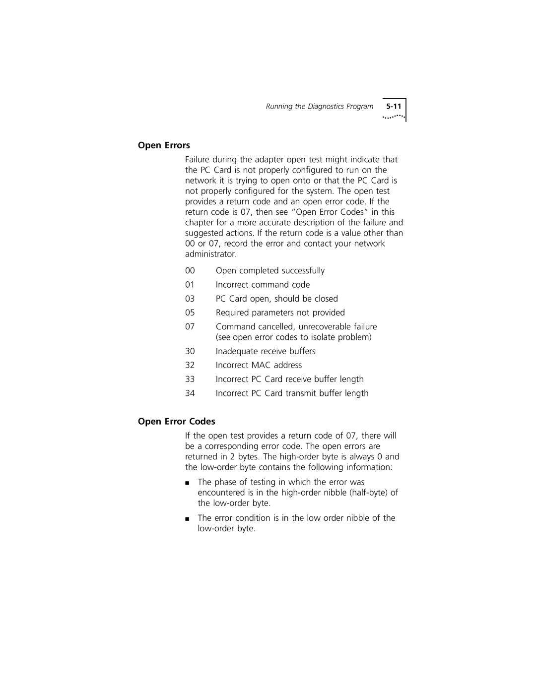 3Com 3C389 manual Open Errors, Open Error Codes 