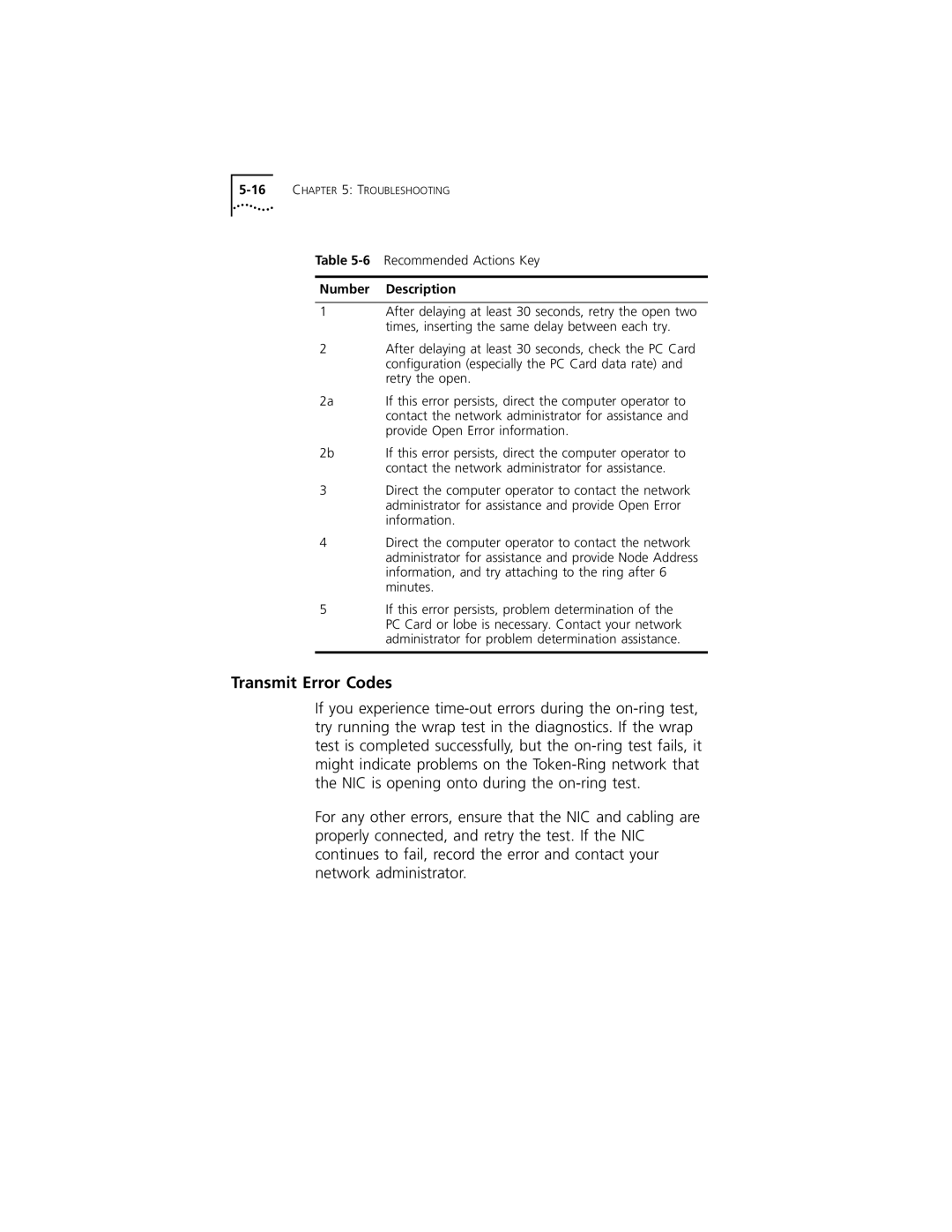 3Com 3C389 manual Transmit Error Codes, Number Description 