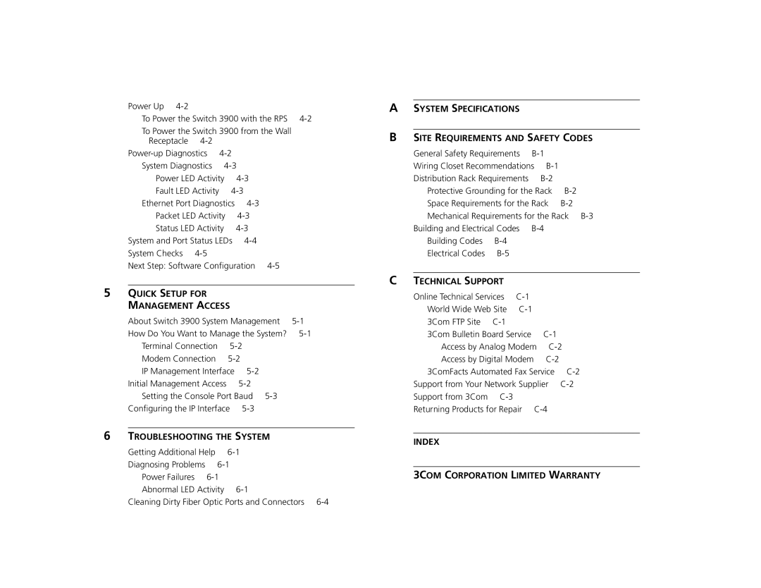 3Com 3C39036, 3C39024, 10005622 manual Index 3COM Corporation Limited Warranty 