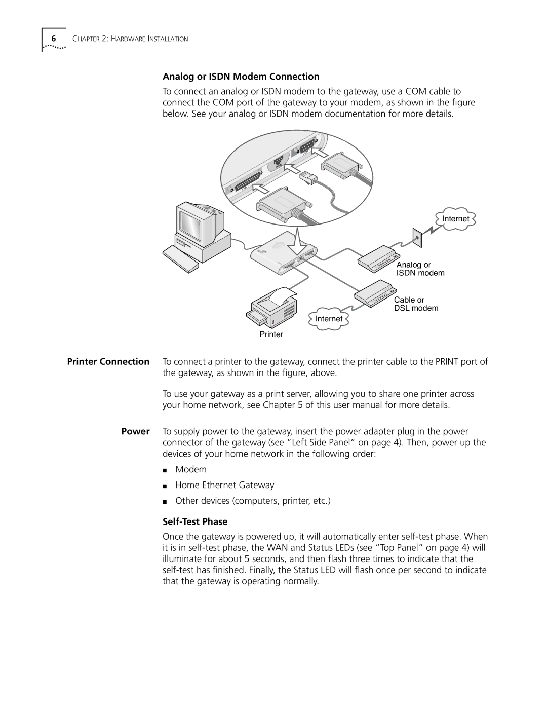 3Com 3C510 manual Analog or Isdn Modem Connection, Self-Test Phase 