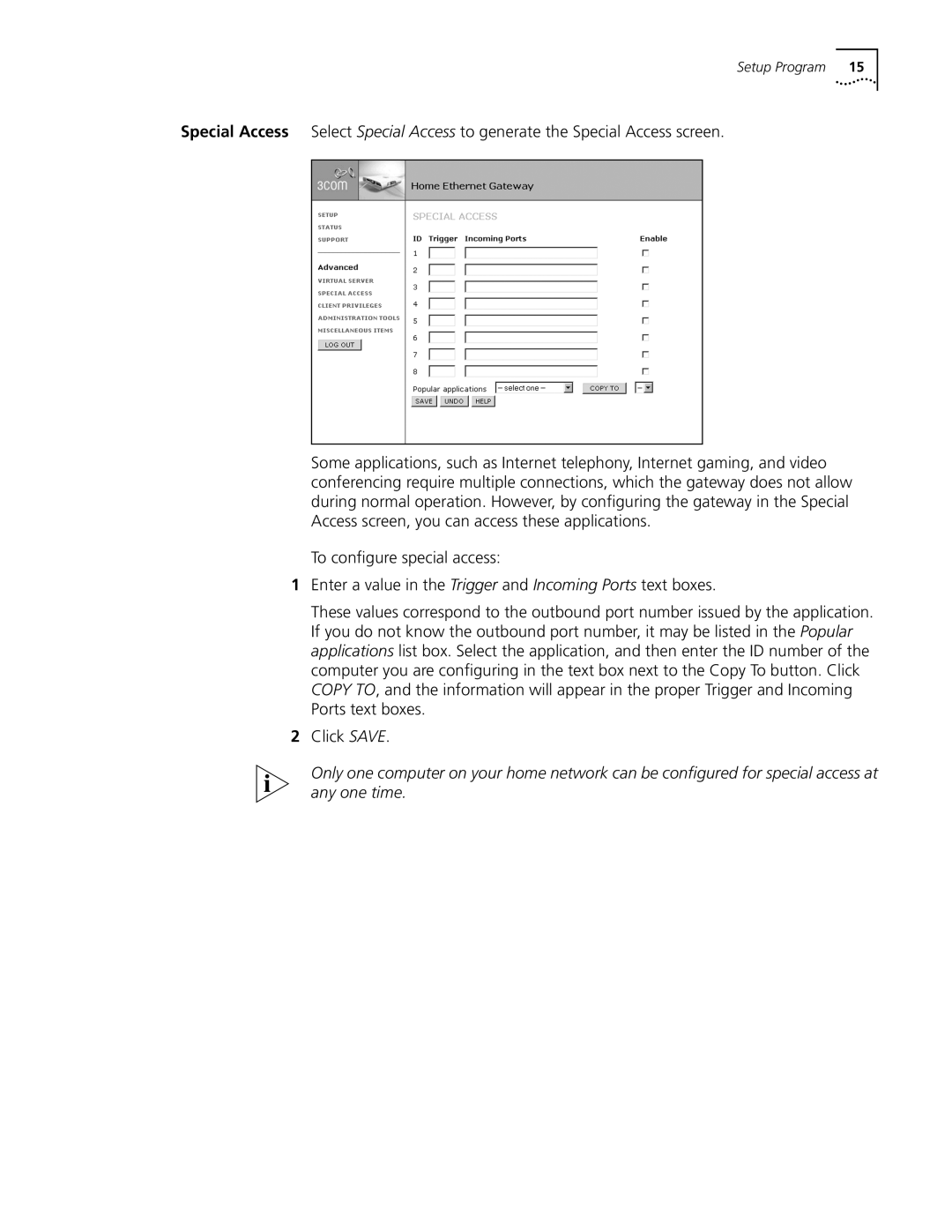 3Com 3C510 manual Setup Program 