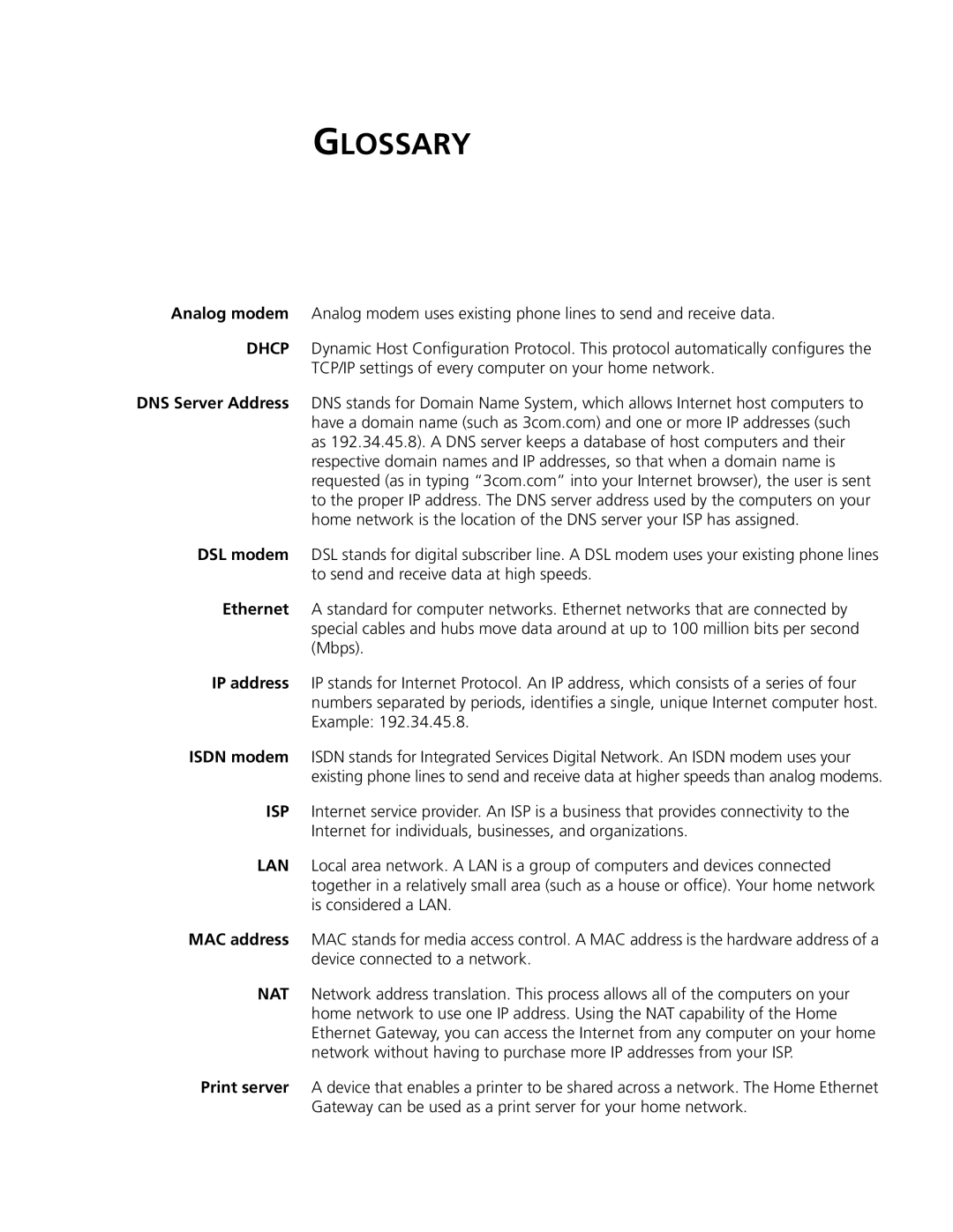 3Com 3C510 manual Glossary 