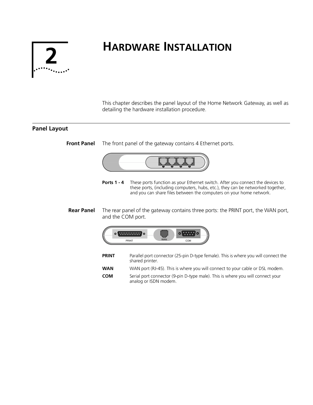 3Com 3C510 manual Hardware Installation, Panel Layout 