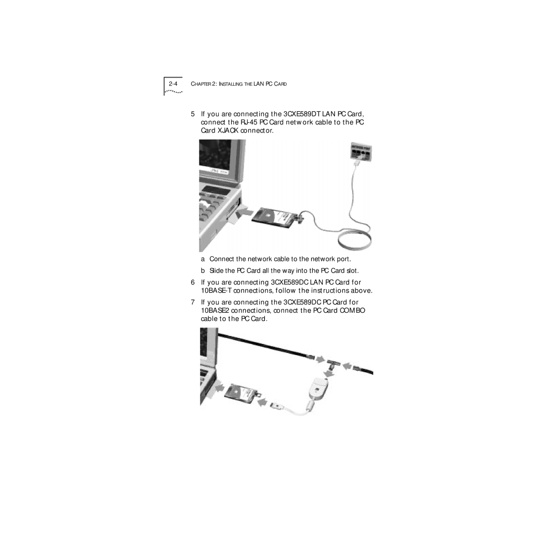 3Com 3C589D manual 4CHAPTER 2 Installing the LAN PC Card 