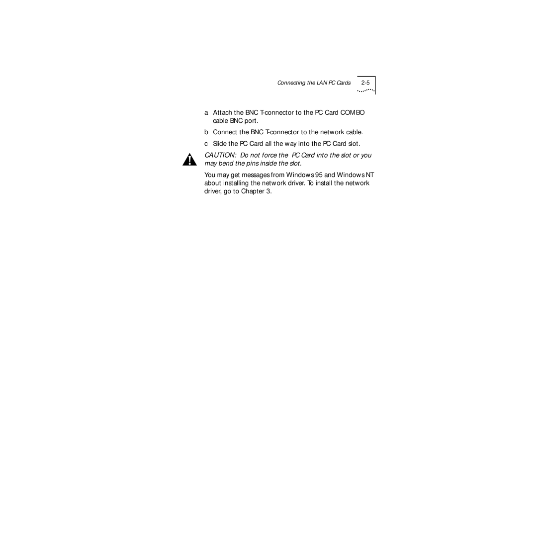 3Com 3C589D manual Connecting the LAN PC Cards 