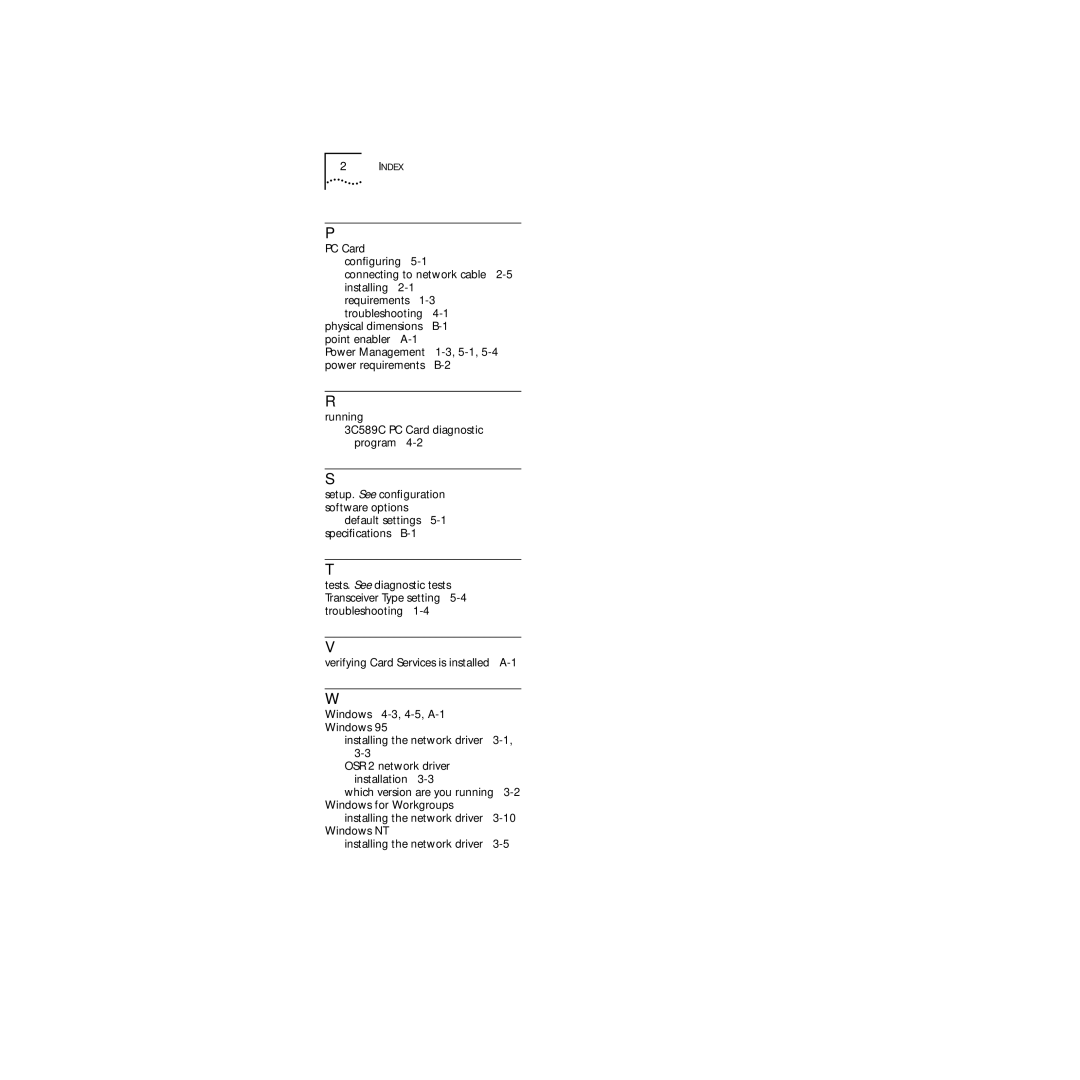 3Com 3C589D manual Index 