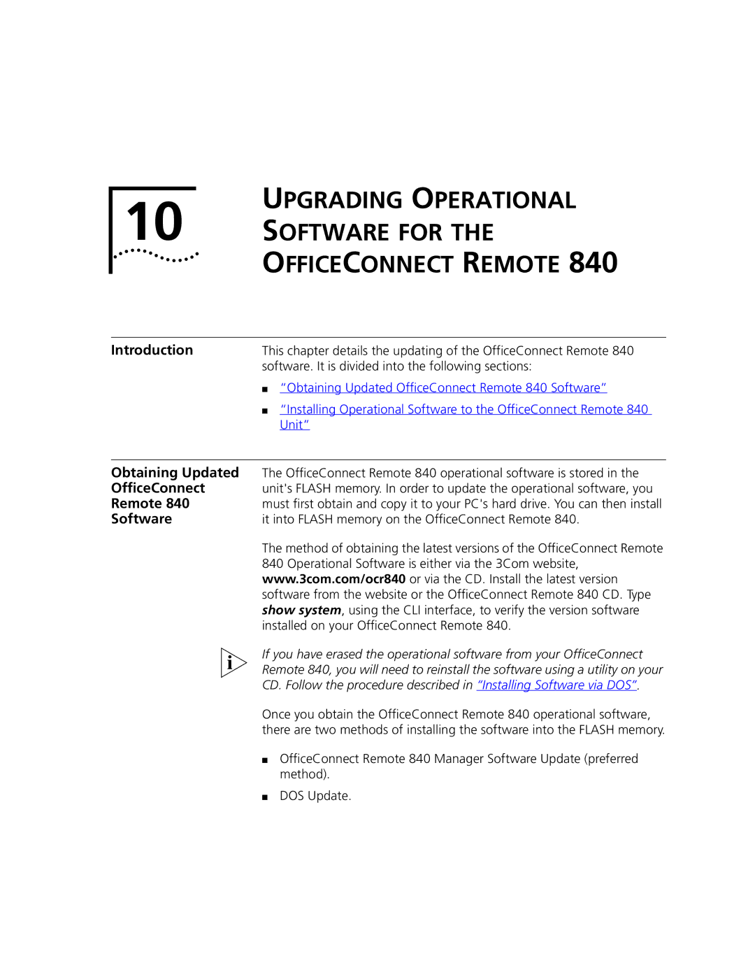 3Com 3C840 manual Upgrading Operational Software for Officeconnect Remote, Obtaining Updated 