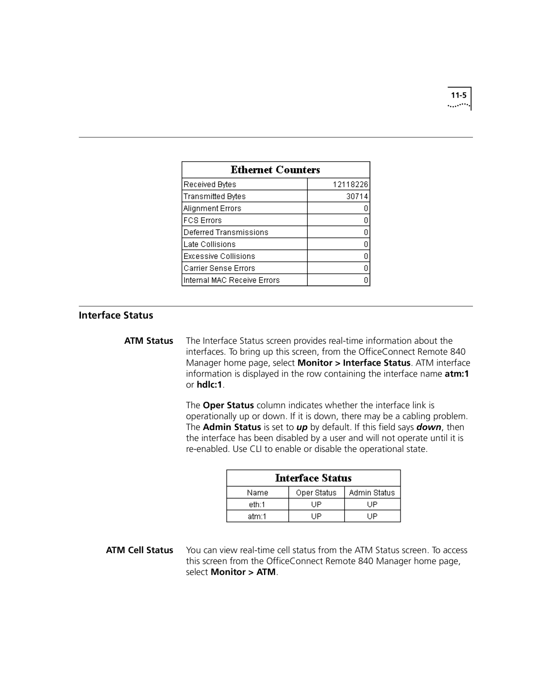 3Com 3C840 manual Interface Status 