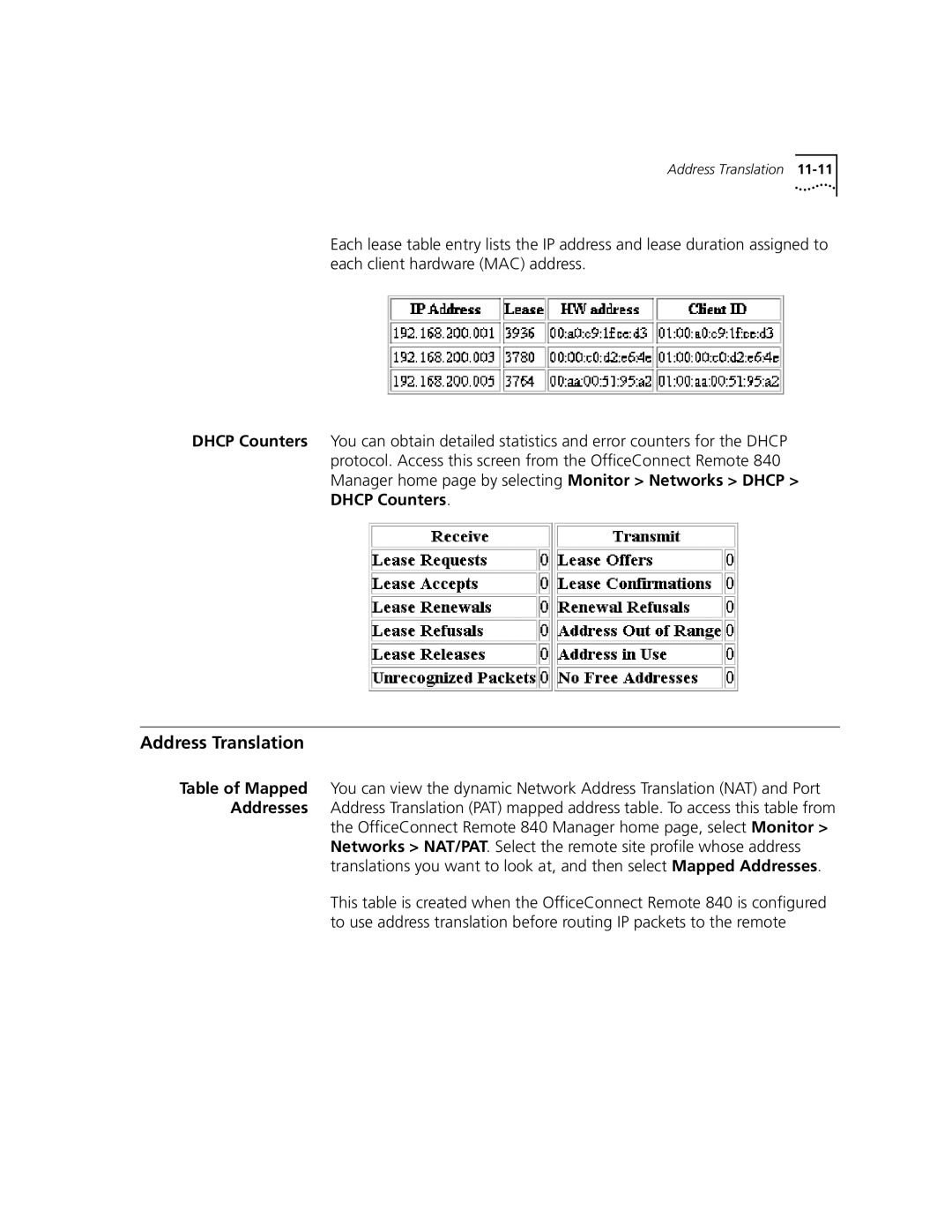 3Com 3C840 manual Address Translation 