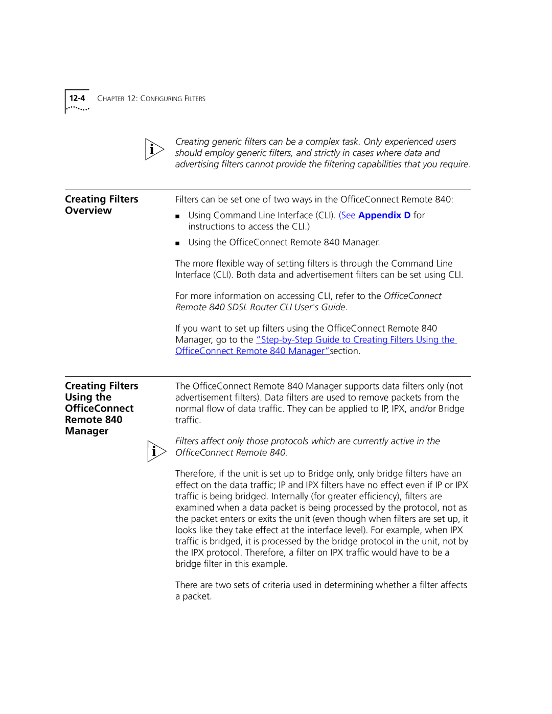 3Com 3C840 manual Creating Filters Overview, Traffic, Bridge filter in this example, Packet 