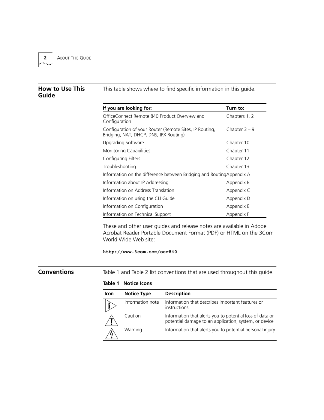 3Com 3C840 manual Guide, Conventions 