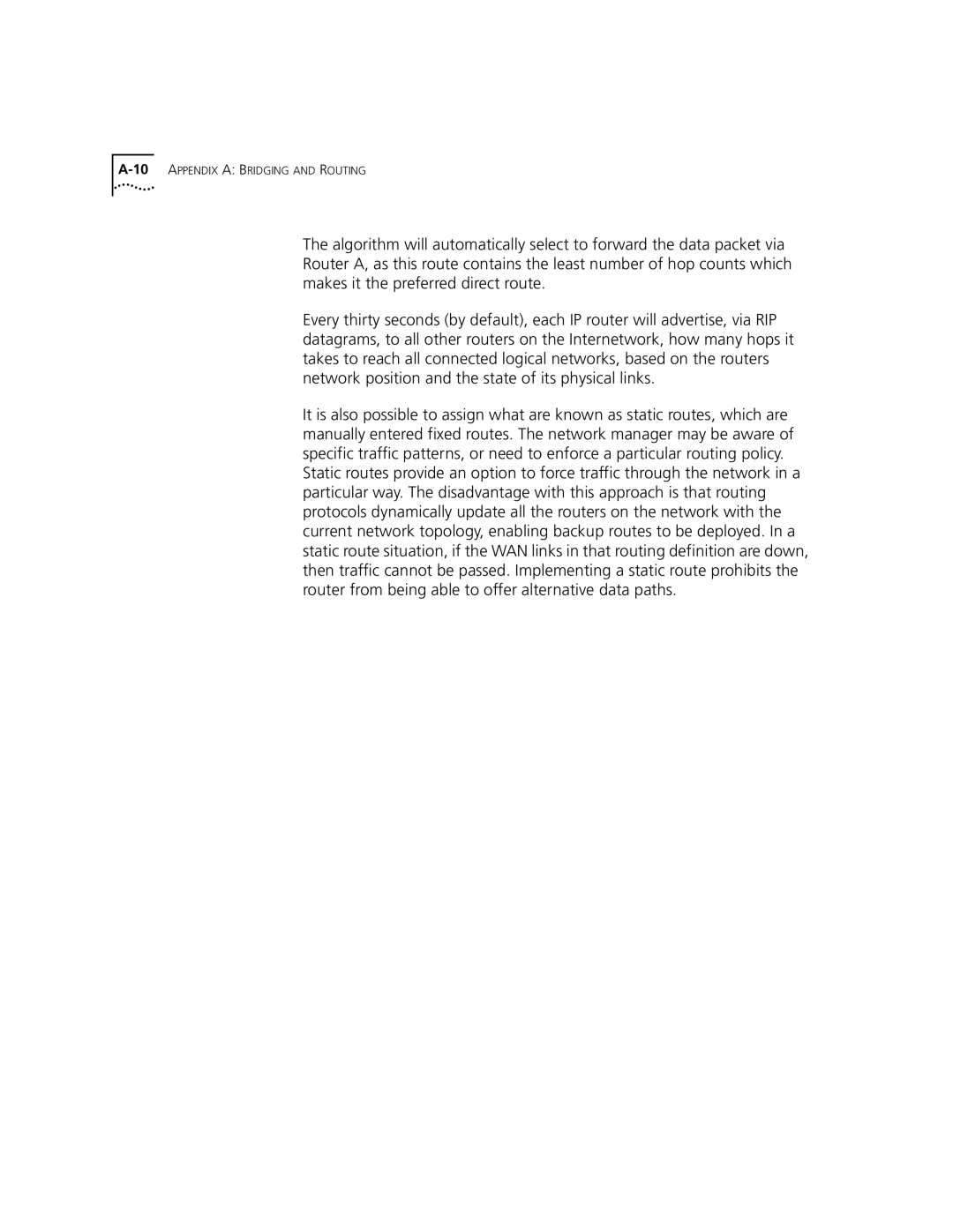 3Com 3C840 manual 10APPENDIX a Bridging and Routing 