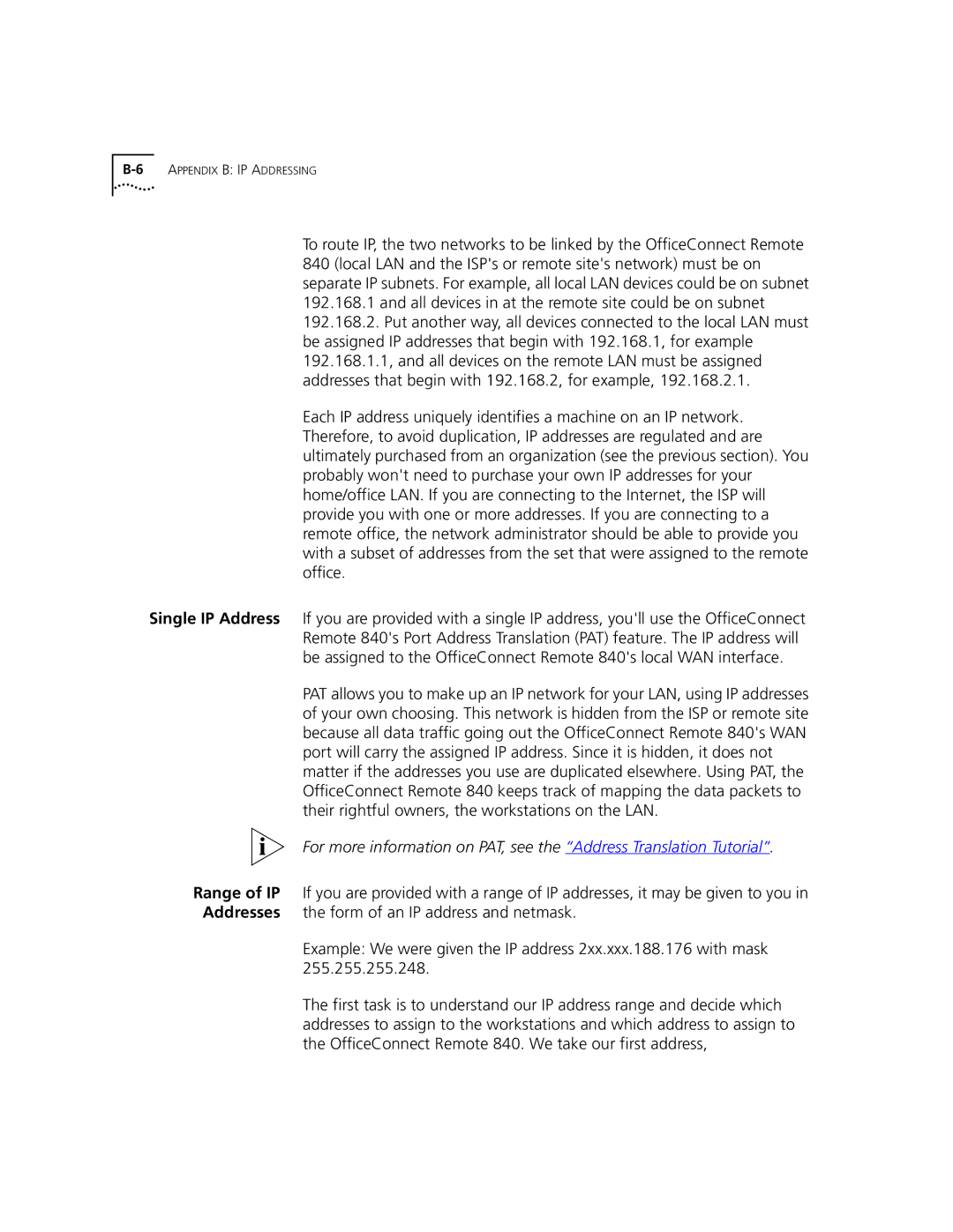 3Com 3C840 manual 6APPENDIX B IP Addressing 