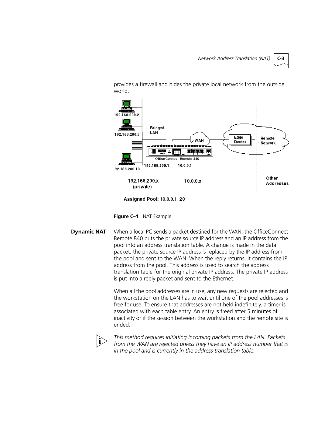 3Com 3C840 manual Figure C-1 NAT Example 