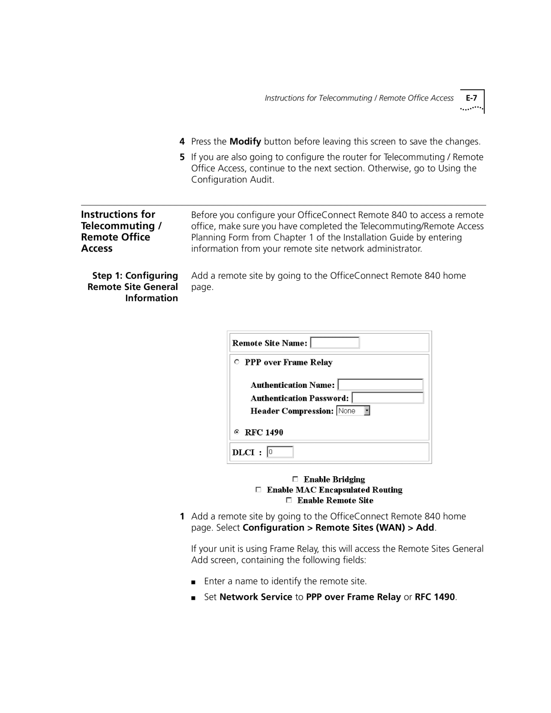 3Com 3C840 manual Telecommuting, Remote Office, Planning Form from of the Installation Guide by entering 