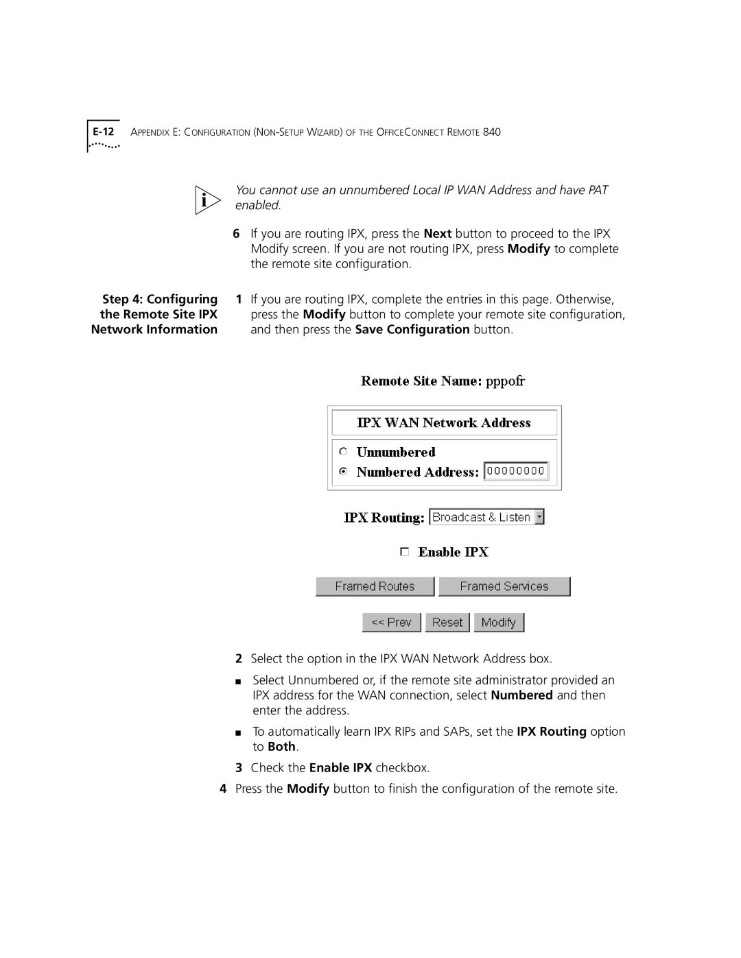 3Com 3C840 manual Remote site configuration, Then press the Save Configuration button 