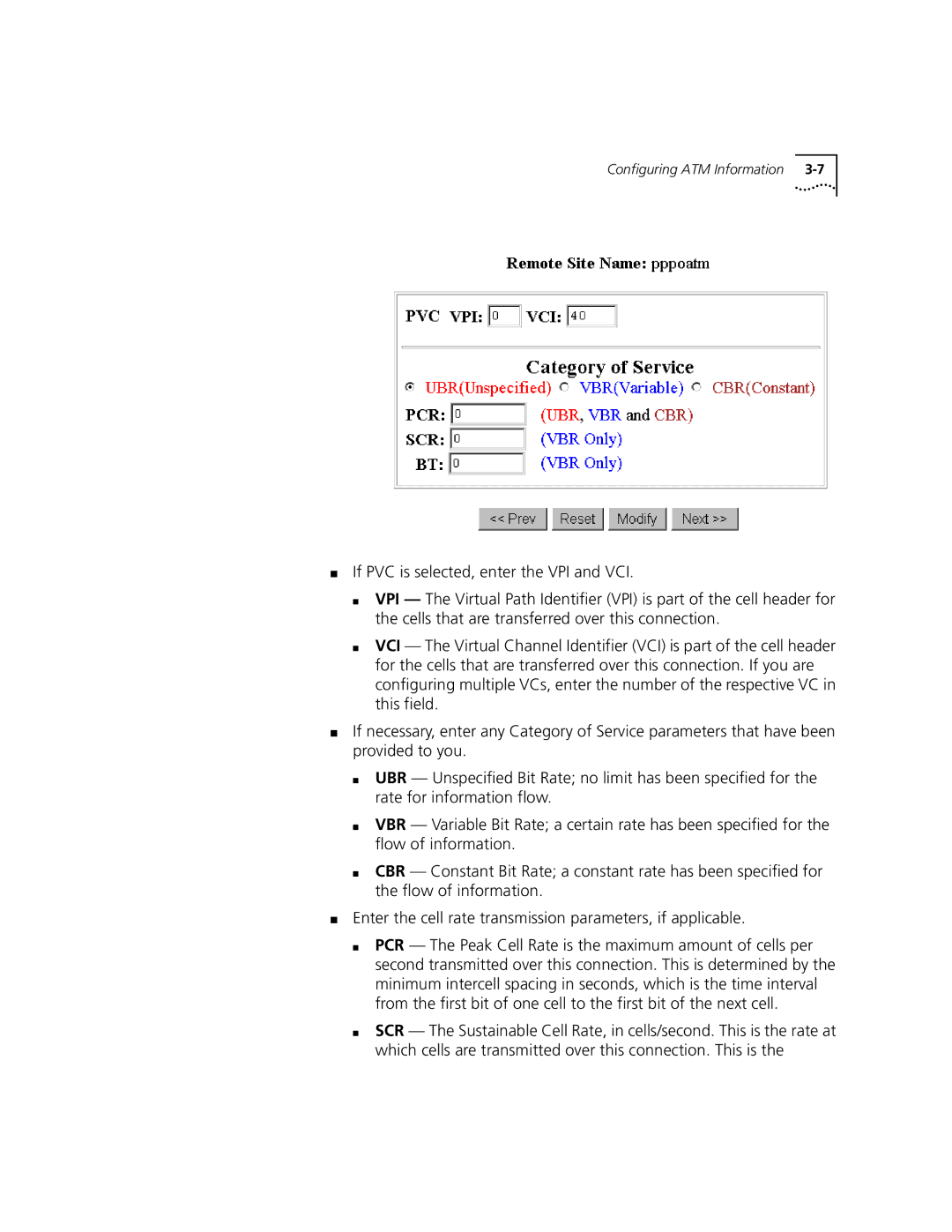 3Com 3C840 manual Configuring ATM Information 