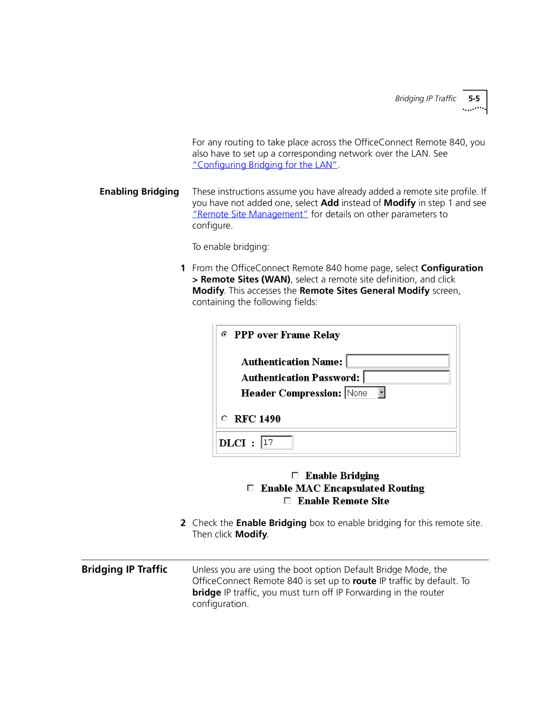 3Com 3C840 manual Bridging IP Traffic 