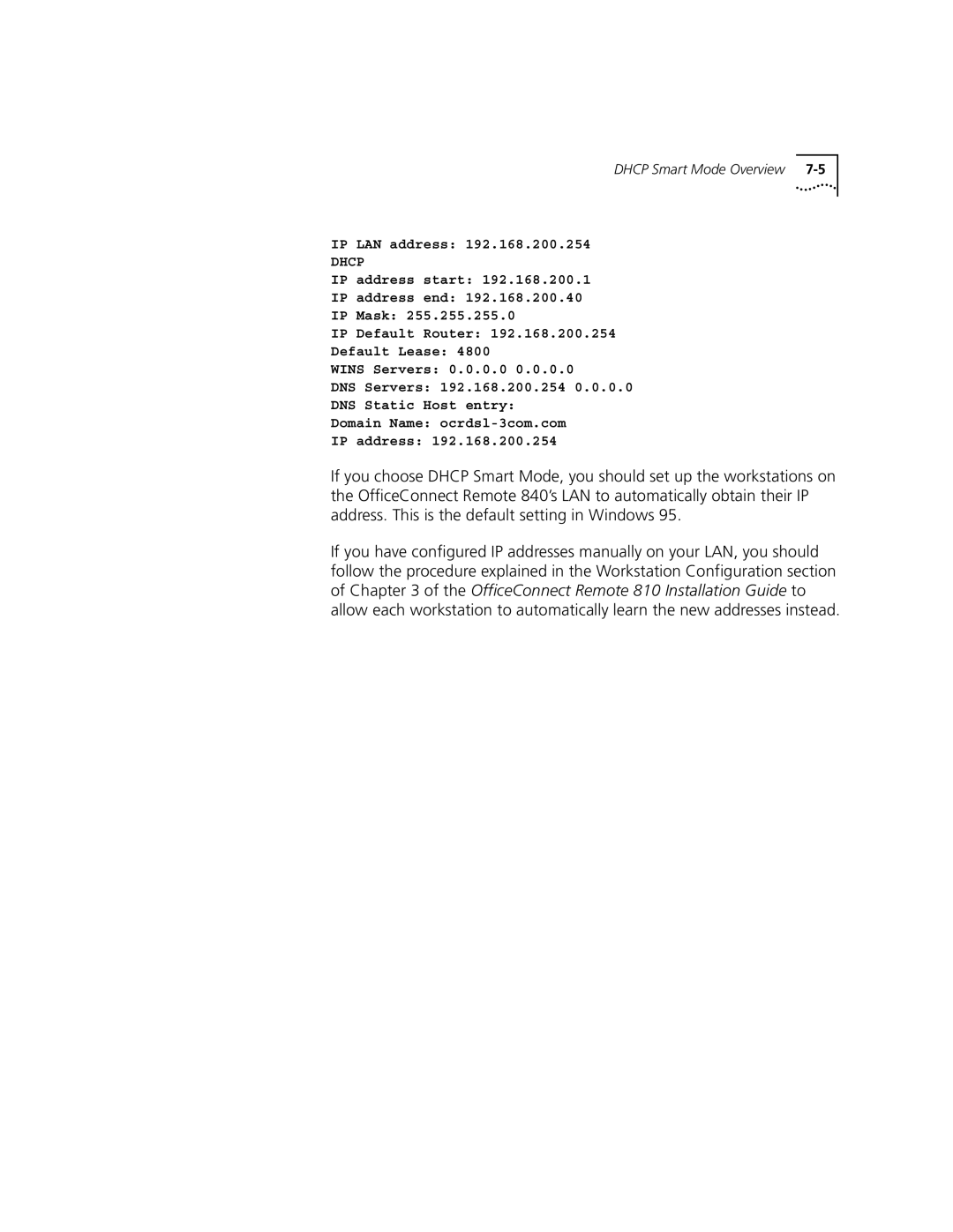 3Com 3C840 manual Dhcp 