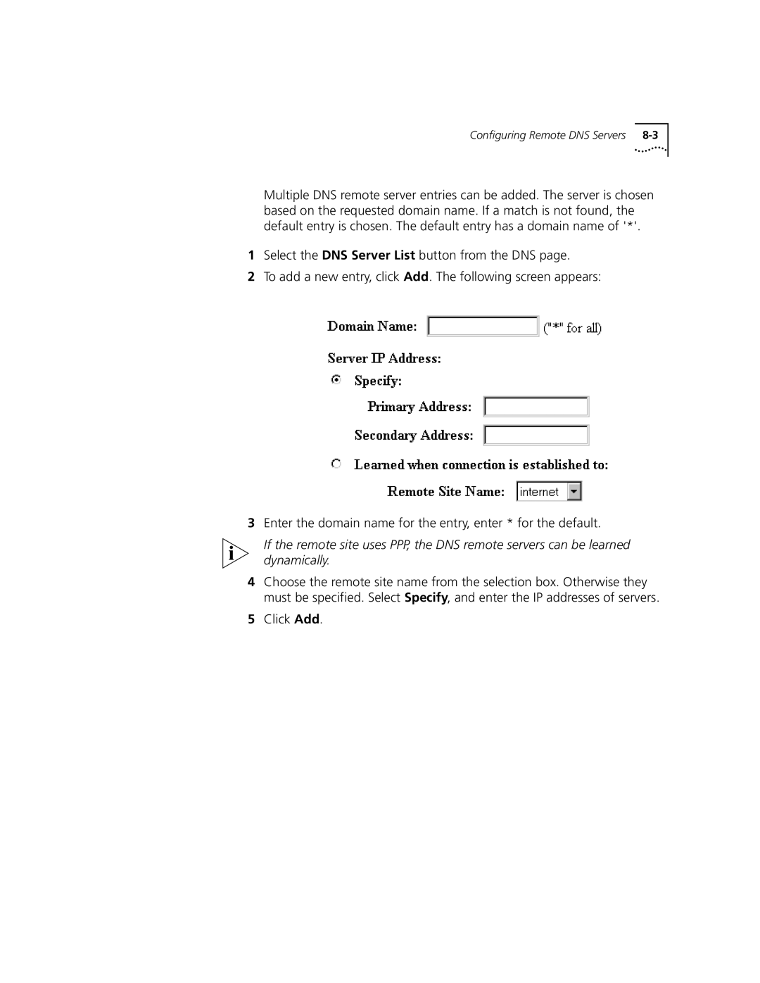 3Com 3C840 manual Click Add 