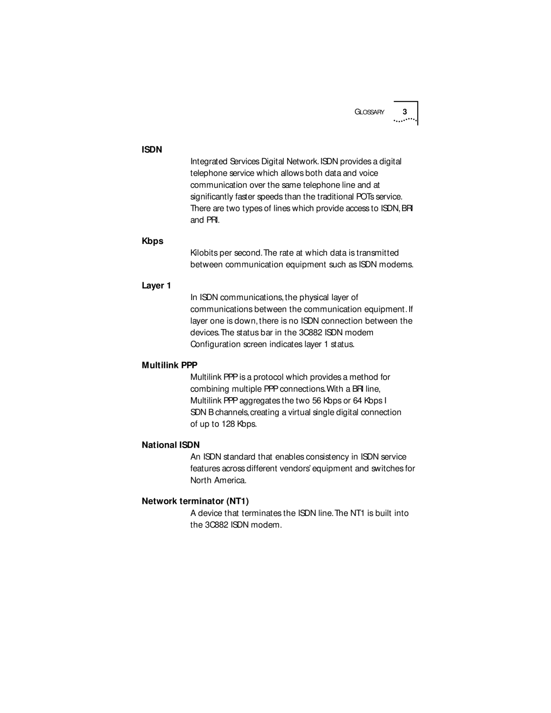 3Com 3C882 manual Isdn, Layer 