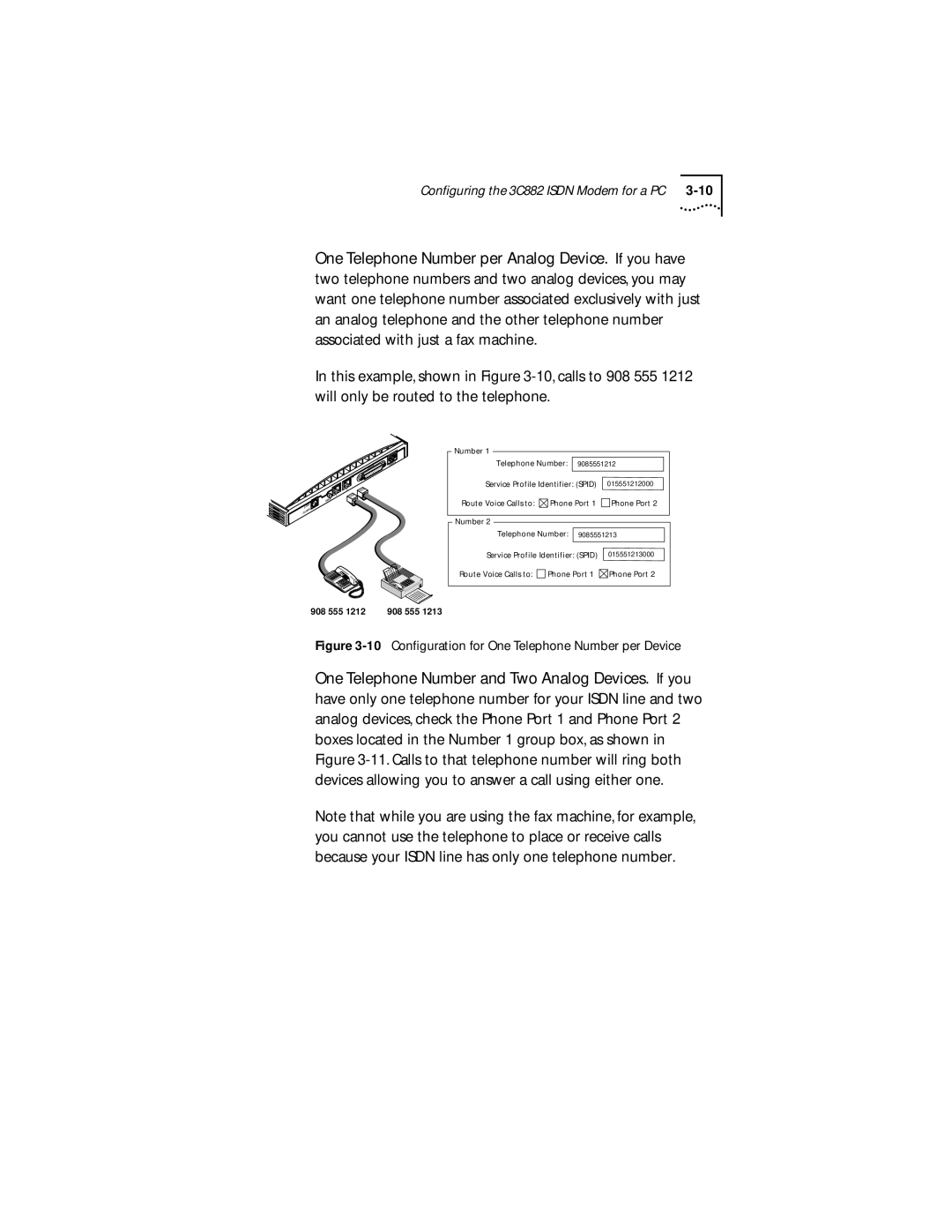 3Com manual Configuring the 3C882 Isdn Modem for a PC 