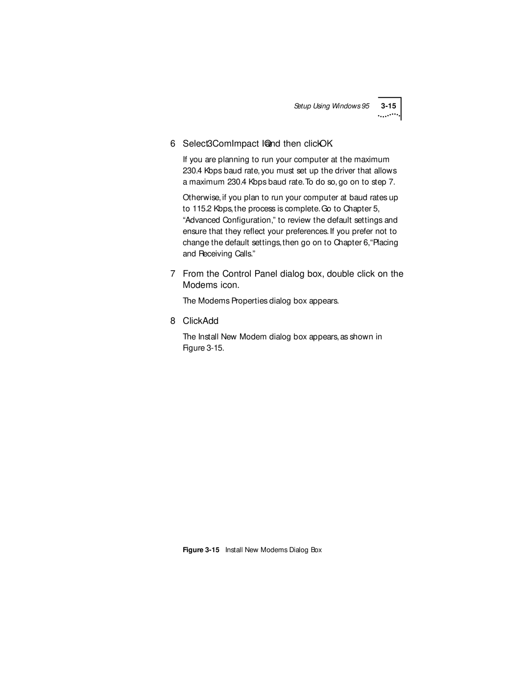 3Com 3C882 manual Install New Modems Dialog Box 