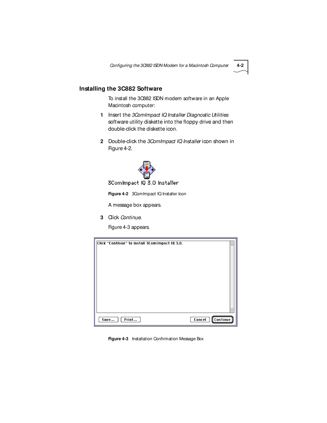 3Com 3C882 manual Message box appears, Click Continue. -3 appears 