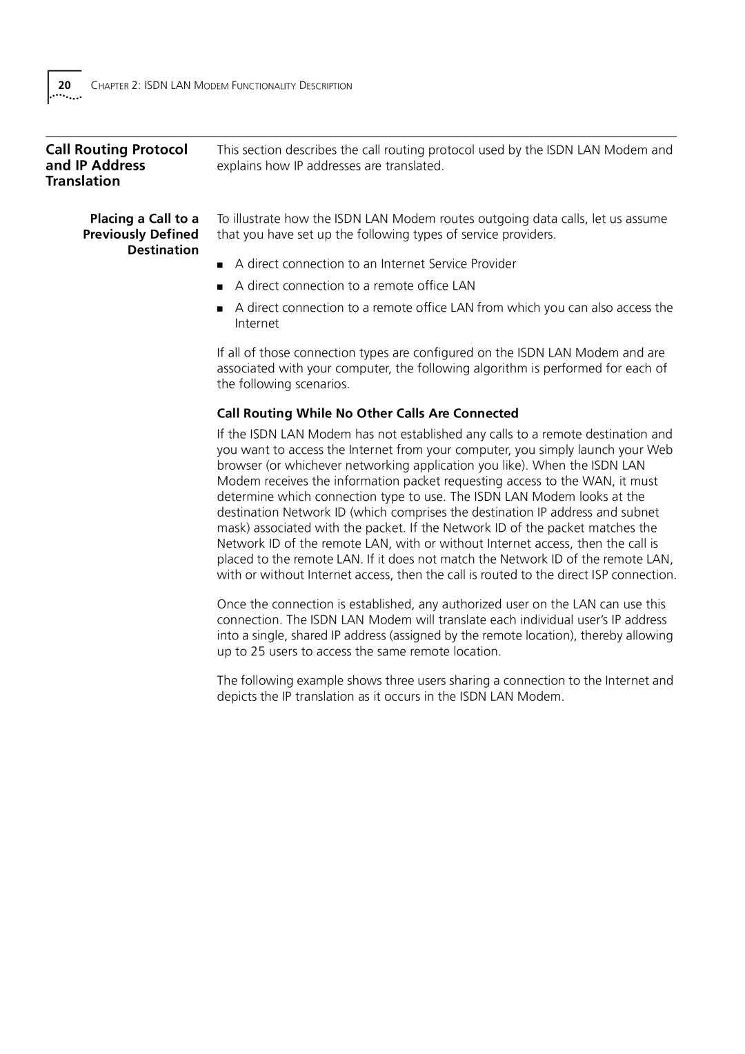 3Com 3C892 manual Translation, Destination, Call Routing While No Other Calls Are Connected 