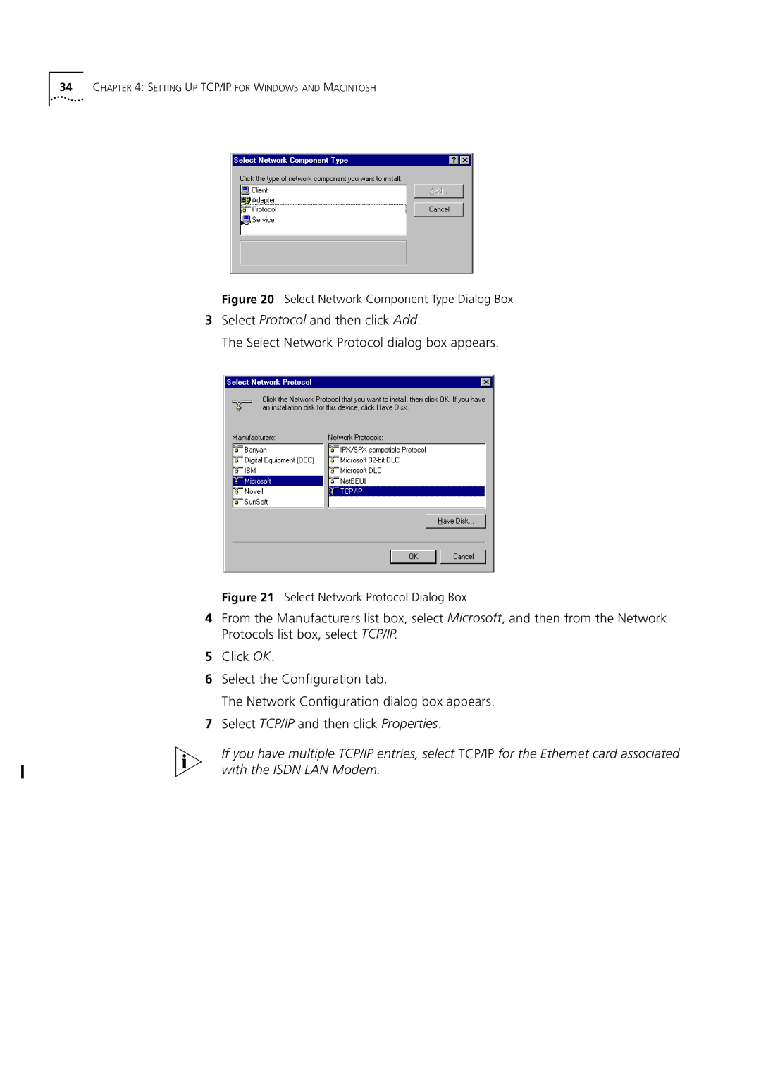 3Com 3C892 manual Select Network Component Type Dialog Box 