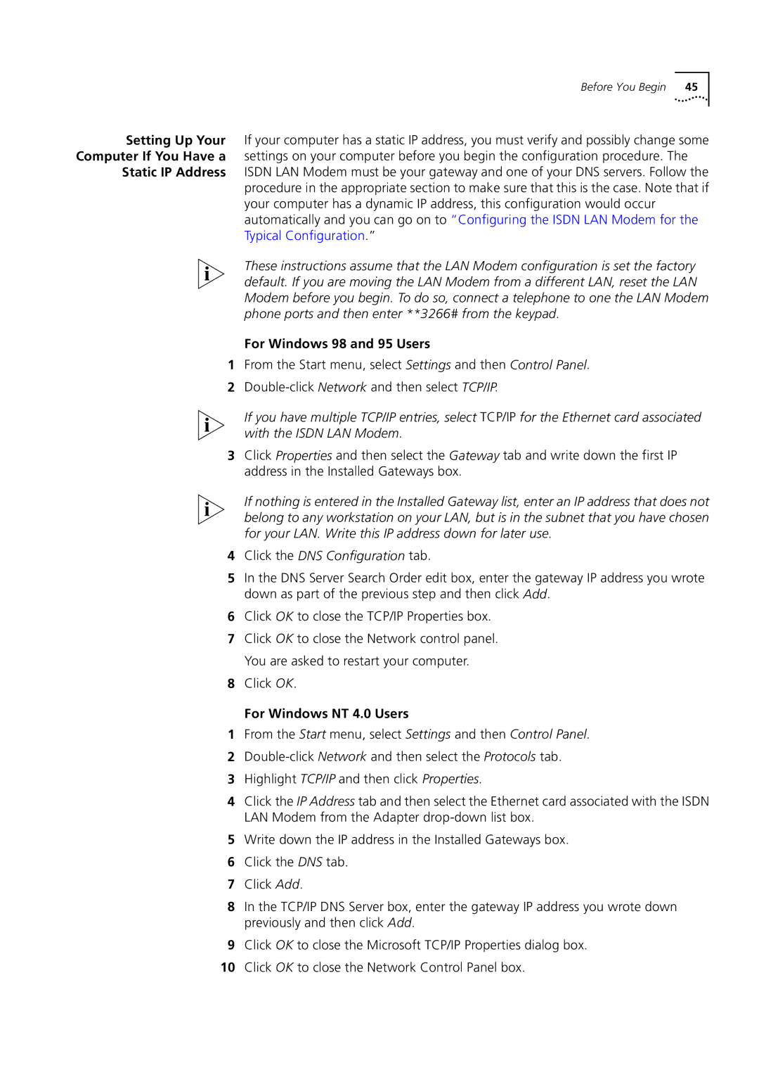 3Com 3C892 manual For Windows 98 and 95 Users, For Windows NT 4.0 Users 