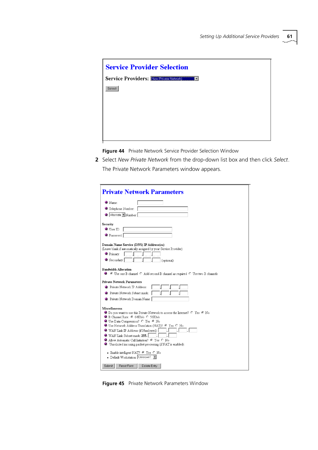 3Com 3C892 manual Private Network Service Provider Selection Window 