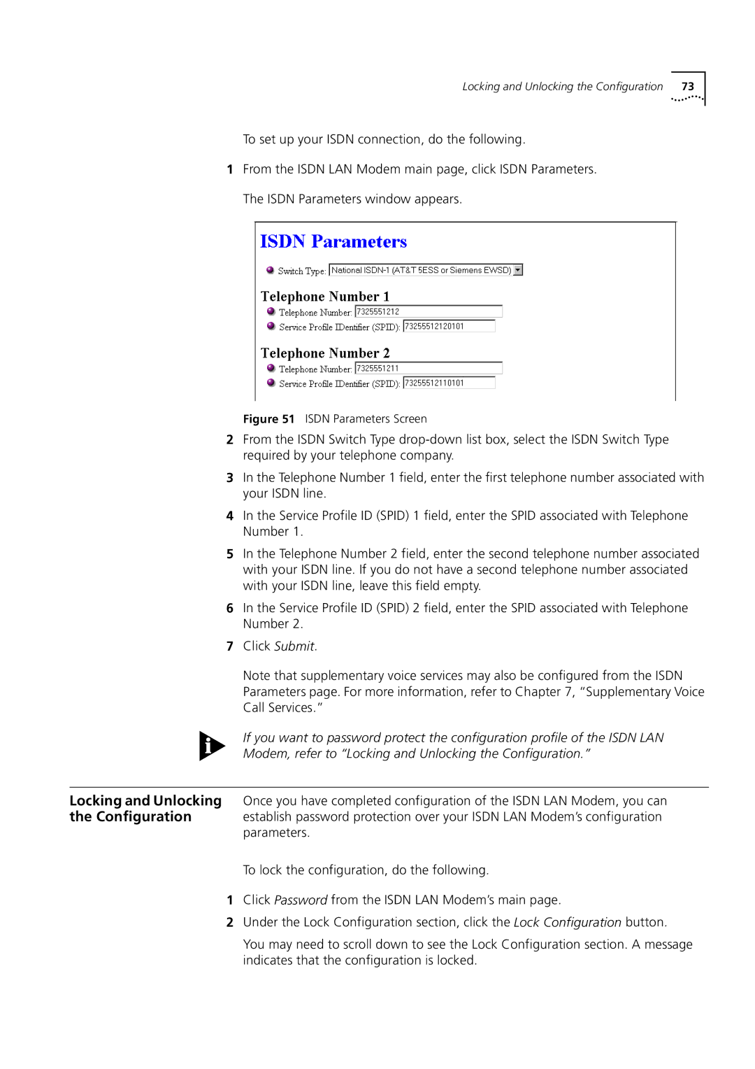 3Com 3C892 manual Isdn Parameters Screen 